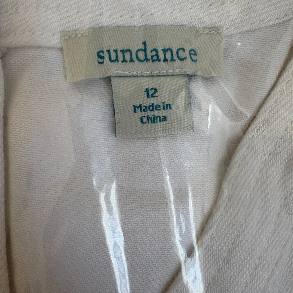 SUNDANCE Catalog NWT ‘Poppy’ Denim Jean Midi Belted Dress in White Size 12 - Picture 12 of 13